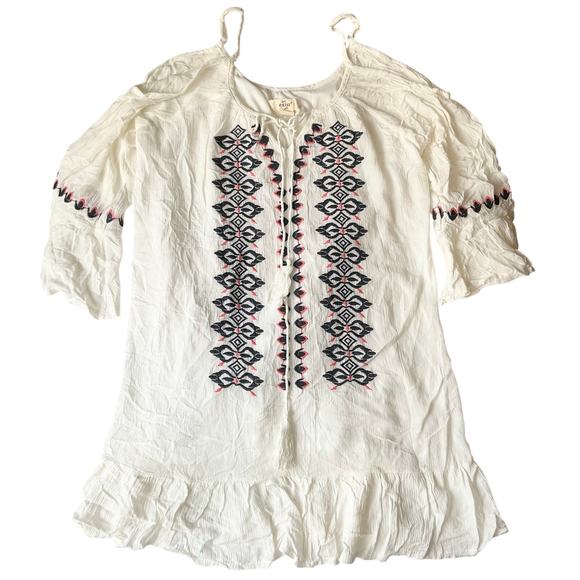 Exist Women Dress size M Half Sleeve Off Shoulder Vneck Above Knee Embroid White - Picture 1 of 8